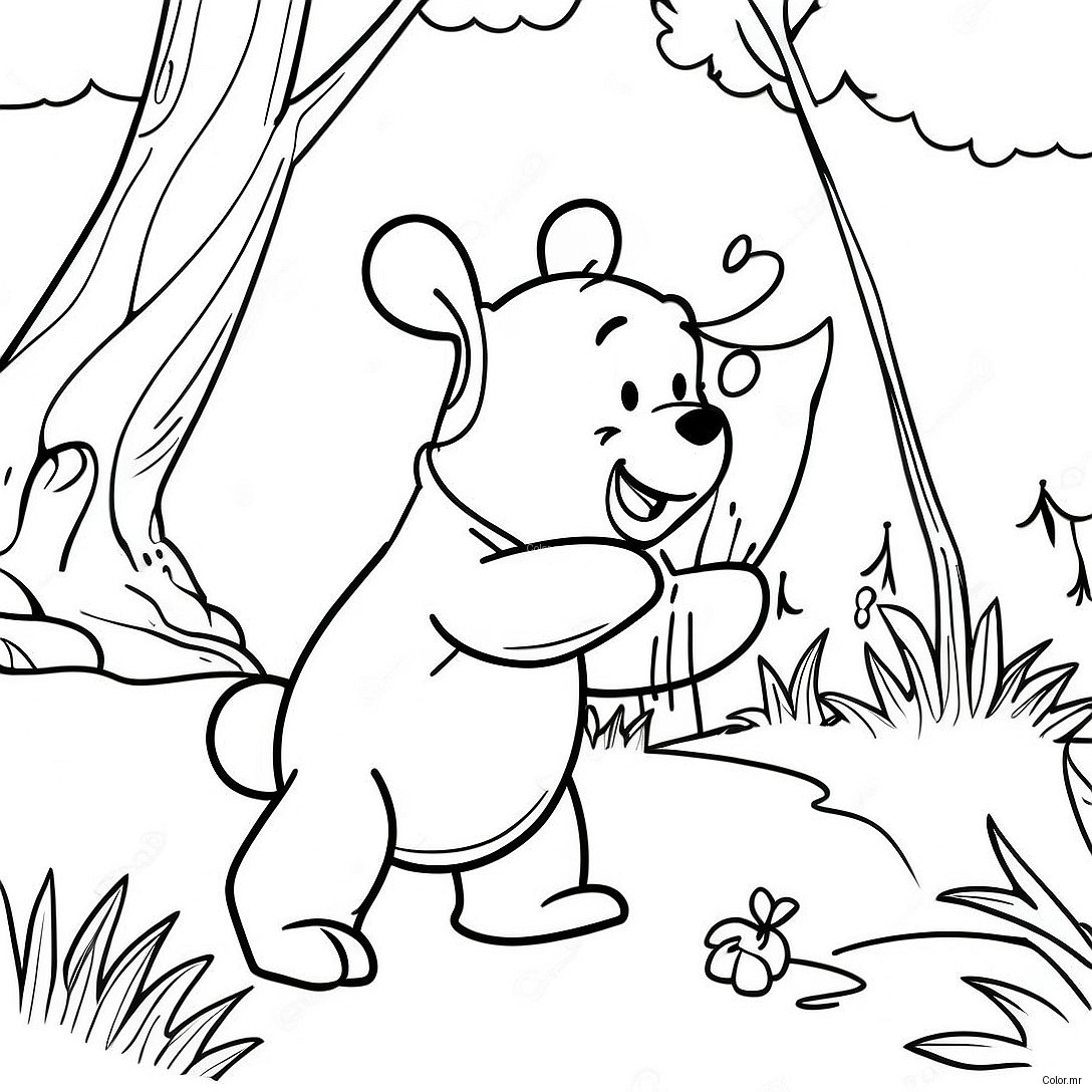 Adventurous Winnie The Pooh In The Hundred Acre Wood Coloring Page 19609 18340