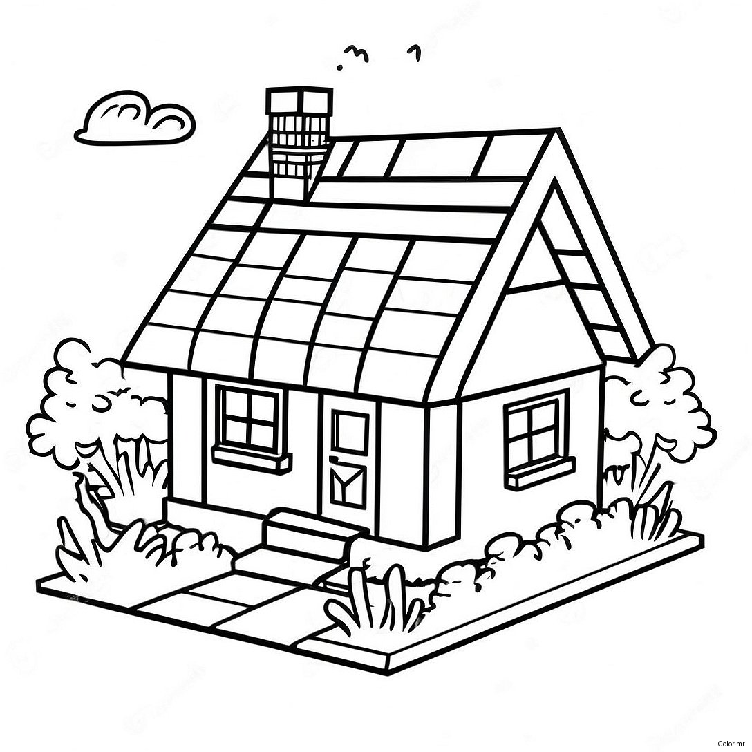 Cozy Minecraft Cottage Coloring Page 32110 16587