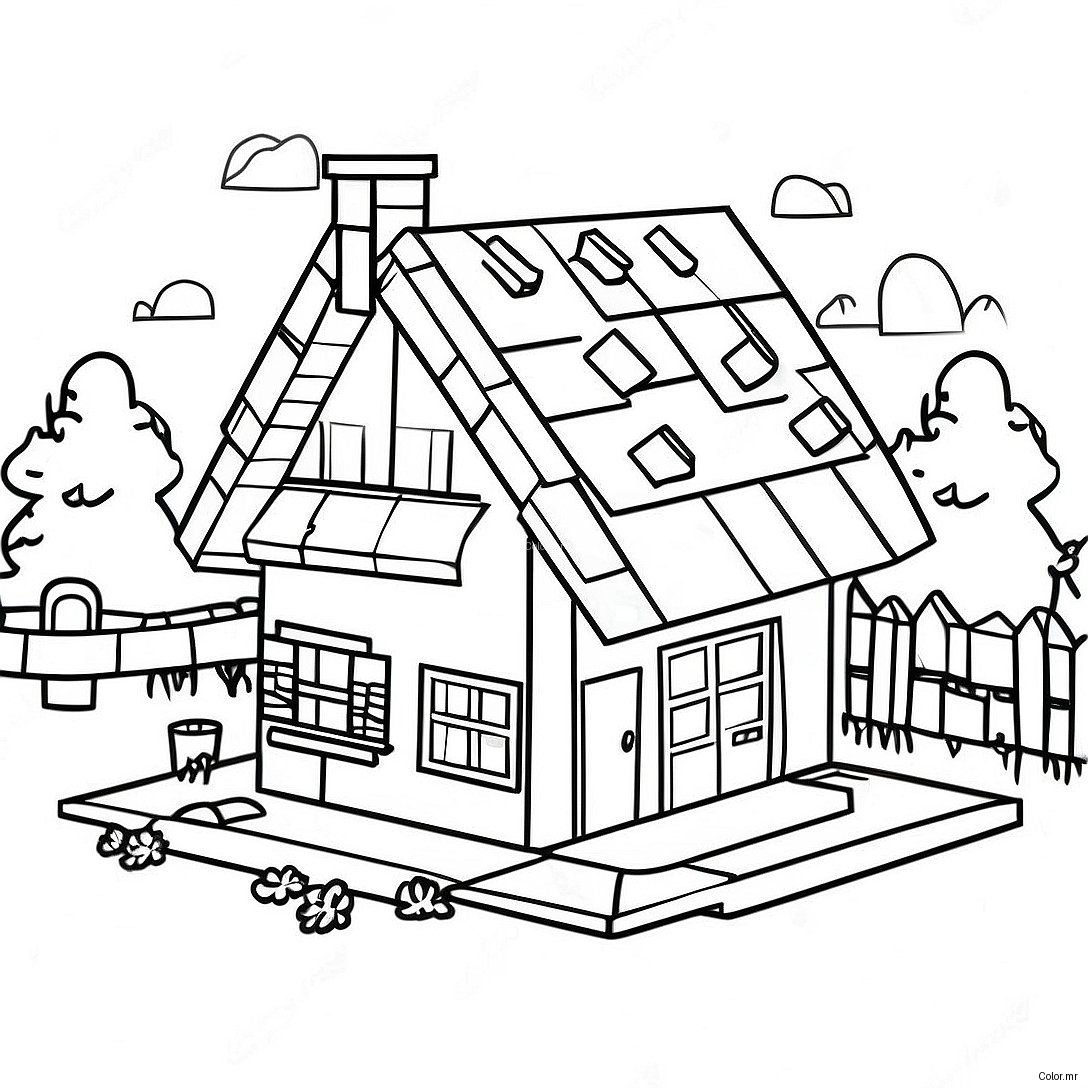 Cozy Minecraft Cottage Coloring Page 32110 16588