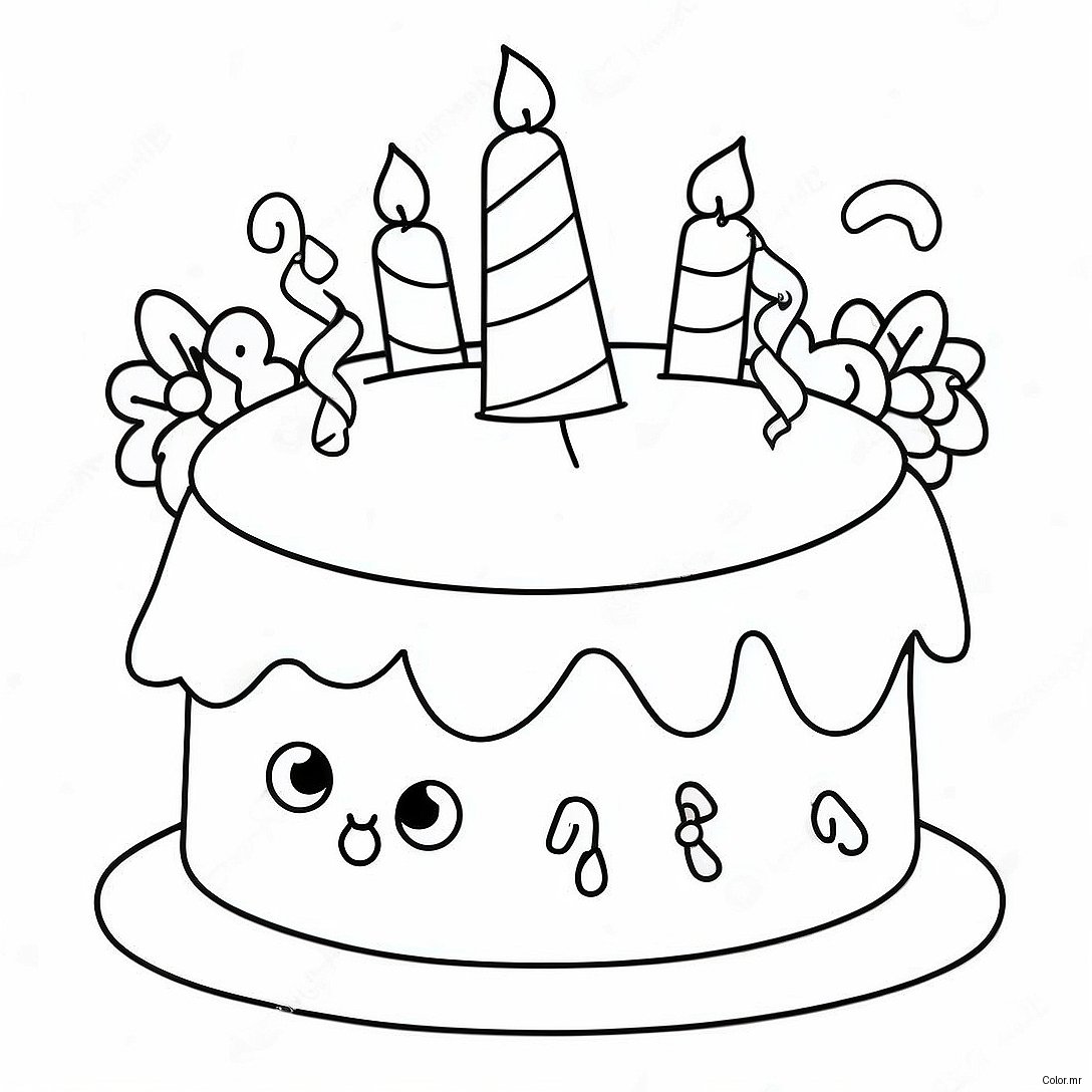Cute 1st Birthday Cake Coloring Page 55812 46416