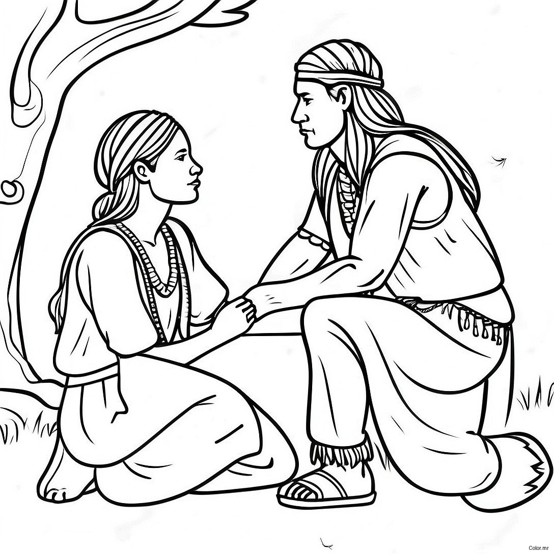 Jamestown Native American Interaction Coloring Page 35484 29522