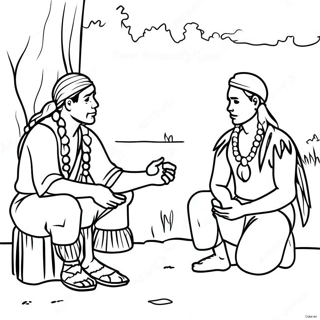 Jamestown Native American Interaction Coloring Page 35484 29523