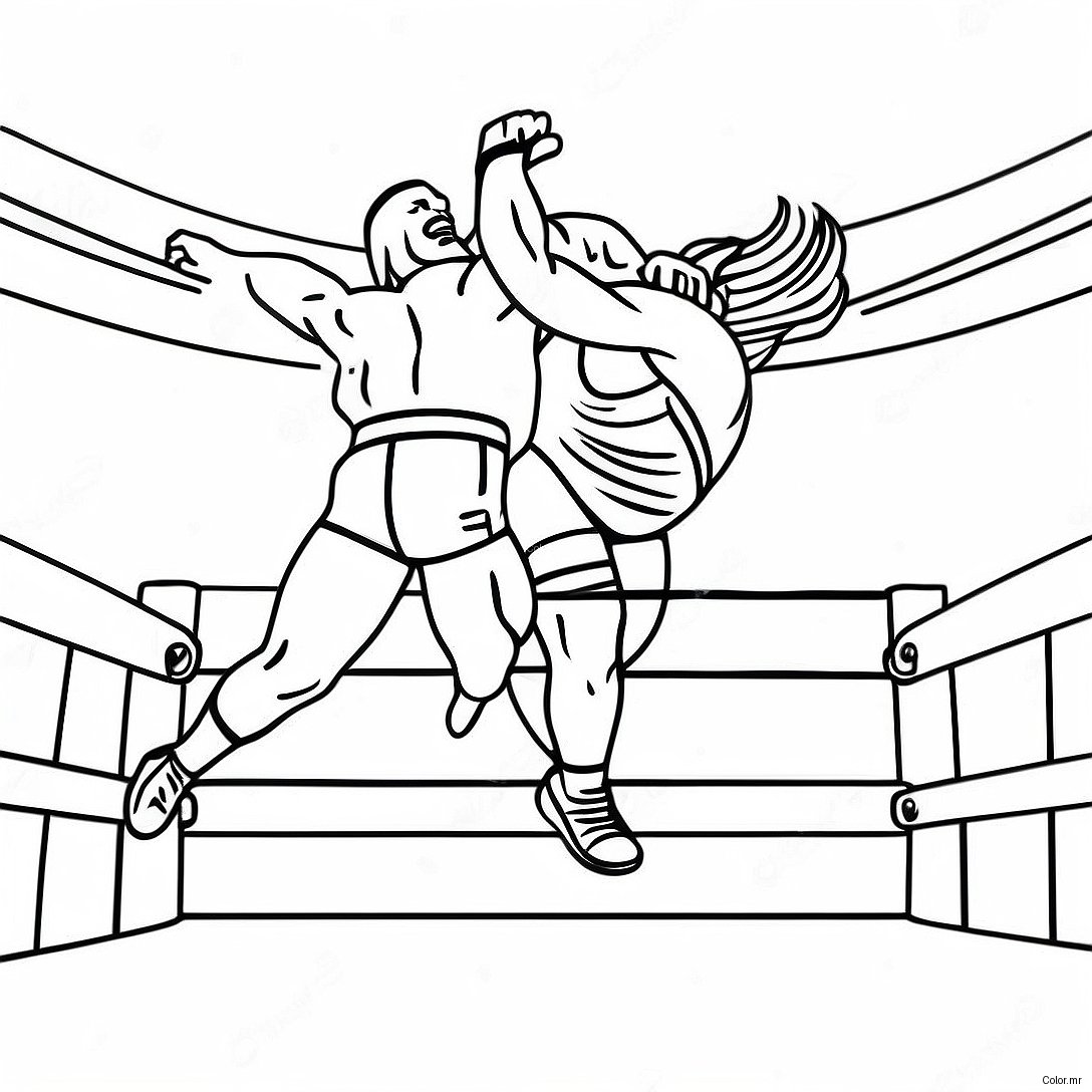 Wwe Wrestler Jumping On Opponent Coloring Page 24615 22595