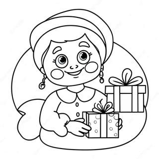 Vrolijke Mevrouw Claus Met Cadeaus Kleurplaat 10408-8543