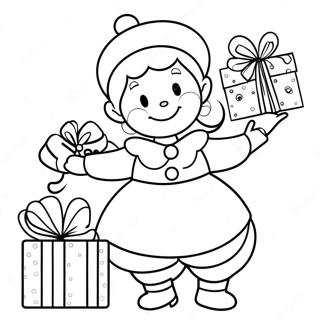 Vrolijke Mevrouw Claus Met Cadeaus Kleurplaat 10408-8544