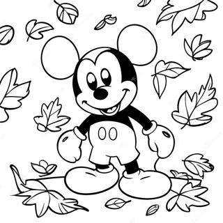 Mickey Mouse In Herfstbladeren Kleurplaat 10468-8591