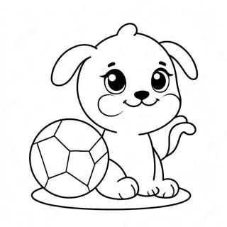 Schattige Kawaii Puppy Speelt Met Bal Kleurplaat 10708-8781