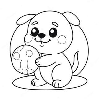 Schattige Kawaii Puppy Speelt Met Bal Kleurplaat 10708-8784