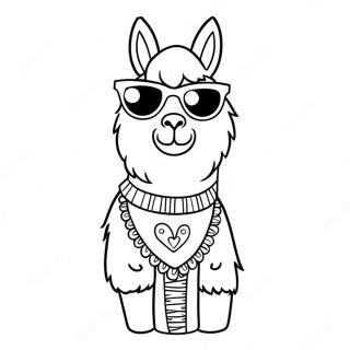 Schattige Lama Lama Met Zonnebril Kleurplaat 10988-9008