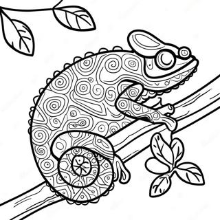 Kleurrijke Chameleon Op Een Tak Kleurplaat 11218-9197