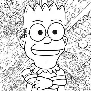 Psychedelische Bart Simpson Met Groovy Patronen Kleurplaat 13438-11153