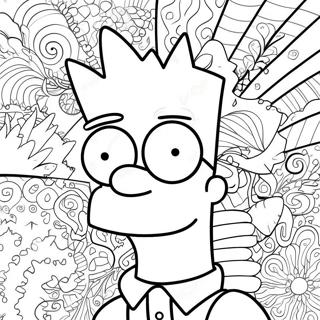 Psychedelische Bart Simpson Met Groovy Patronen Kleurplaat 13438-11154