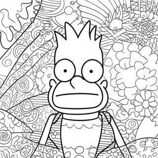 Psychedelische Bart Simpson Met Groovy Patronen Kleurplaat 13438-11155