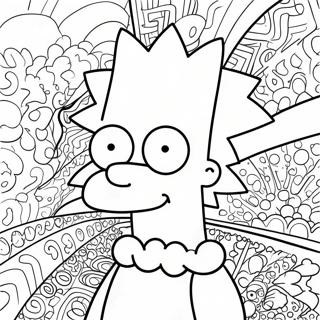 Psychedelische Bart Simpson Met Groovy Patronen Kleurplaat 13438-11156