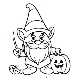 Grappige Halloween Kabouter Met Pompoen Kleurplaat 14830-12259