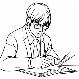 Light Yagami Schrijvend In Zijn Notitieboek Kleurplaat 15100-12490