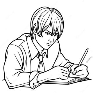 Light Yagami Schrijvend In Zijn Notitieboek Kleurplaat 15100-12659