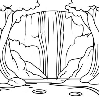 Majestueuze Waterval In Een Bos Kleurplaat 15200-12739