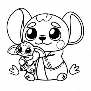 Stitch En Baby Yoda Kleurplaten