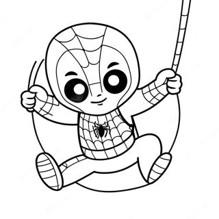 Schattige Baby Spiderman Die Slingert Kleurplaat 16383-13810