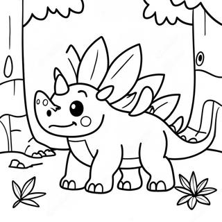 Schattige Stegosaurus In Een Bos Kleurplaat 17104-14386