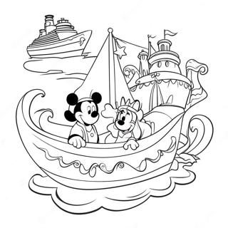 Magische Disney Personages Op Een Cruise Kleurplaat 17194-14459