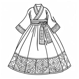 Kleurplaat Van Traditionele Koreaanse Hanbok 17405-14618