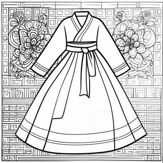 Kleurplaat Van Traditionele Koreaanse Hanbok 17405-14619