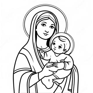 Mooie Maagd Maria Met Baby Jezus Kleurplaat 18396-15411