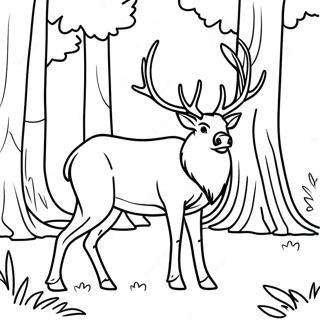 Majestueuze Elk In Het Bos Kleurplaat 18566-15545