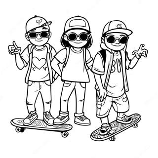 Coole Homies Met Skateboards Kleurplaat 18766-15705