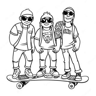 Coole Homies Met Skateboards Kleurplaat 18766-15706