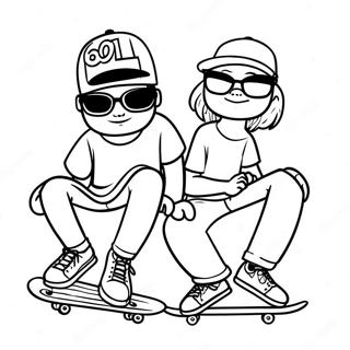 Coole Homies Met Skateboards Kleurplaat 18766-15707