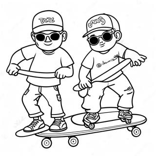 Coole Homies Met Skateboards Kleurplaat 18766-15708