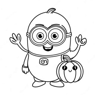 Schattige Halloween Minion Met Pompoen Kleurplaat 18889-15801