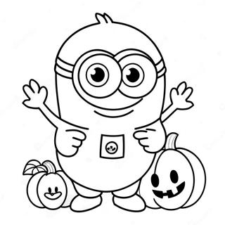 Schattige Halloween Minion Met Pompoen Kleurplaat 18889-15802