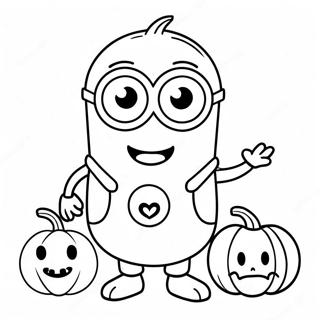 Schattige Halloween Minion Met Pompoen Kleurplaat 18889-15804