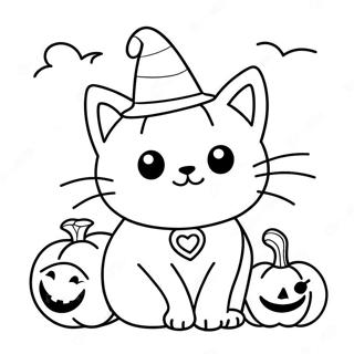 Halloween Kitty Kleurplaat 19328-16151