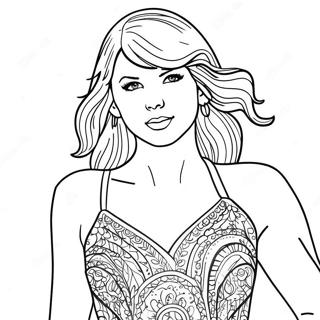 Taylor Swift In Een Prachtige Rode Jurk Kleurplaat 19929-18596