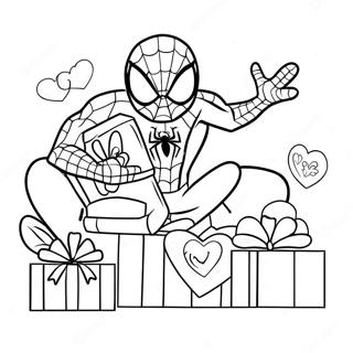 Spiderman Met Valentijn Cadeaus Kleurplaat 20362-18913