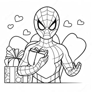 Spiderman Met Valentijn Cadeaus Kleurplaat 20362-18914