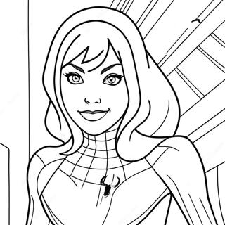 Gwen Stacy In Spider Man Kostuum Kleurplaat 21023-19433