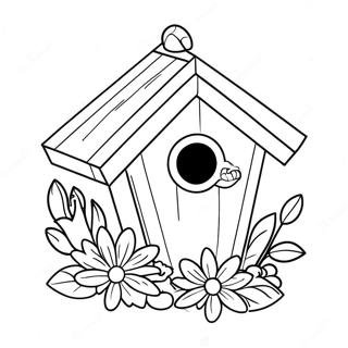 Schattig Vogelhuis Met Bloemen Kleurplaat 21063-19467