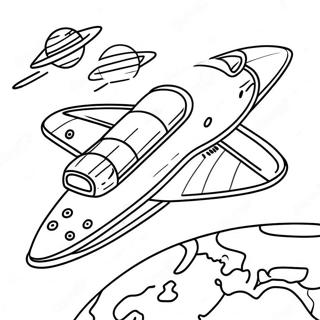 Kleurrijke Space Shuttle Die Om De Aarde Draait Kleurplaat 22314-20599