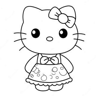 Hello Kitty In Een Schattige Jurk Kleurplaat 22814-20992