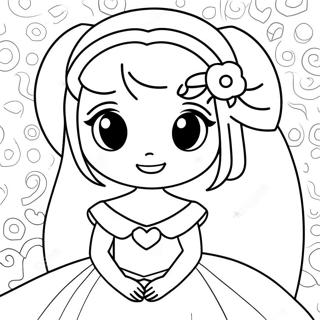 Schattige Anime Prinses Met Sprankelende Jurk Kleurplaat 22884-21045