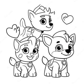 Schattige Paw Patrol Puppies Met Harten Kleurplaat 23054-21182