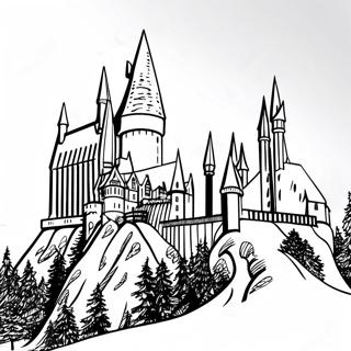 Hogwarts Kasteel Met Sneeuw Achtergrond Kleurplaat 23094-21213