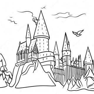 Hogwarts Kasteel Met Sneeuw Achtergrond Kleurplaat 23094-21215