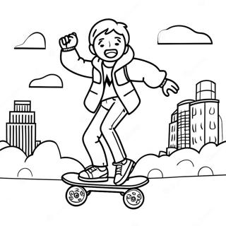 Marty Mcfly Op Hoverboard Kleurplaat 23304-21382